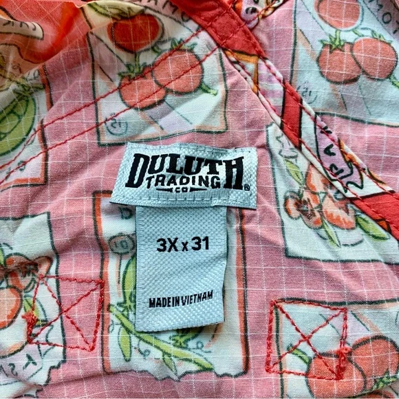 NWT Duluth 3X x31L Heirloom Gardening Bib Overalls Coral Seed Packets Garden - Picture 5 of 9